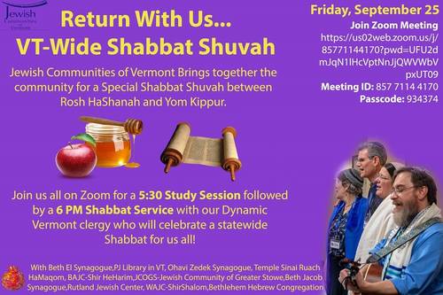 Banner Image for Vermont-wide clergy-led Shabbat Shuvah service online