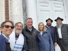 Beth Liberman, Rabbi David Edelson, Governor Phil Scott, Councilwoman Karen Paul, Rabbi Eliyahu Junik, Rabbi Raskin